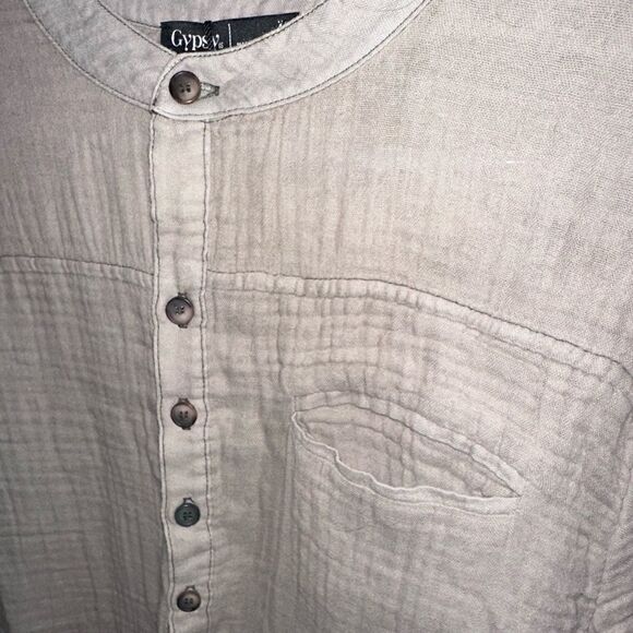 NWTs Gypsy 05 Cotton Quarter Button Long Sleeve Crepe Top Size XL - Picture 3 of 6